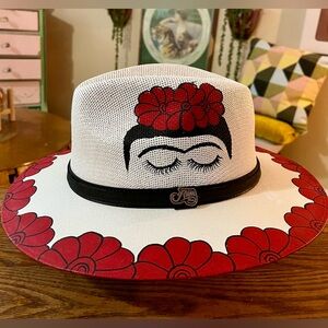 Hand Painted Wide Brim Frida Kahlo Hat - Roan Hats - Fedora Panama Style